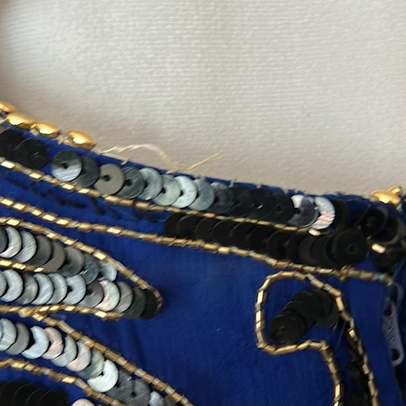 Stenay Beautiful Royal Blue Beaded and Sequined 💯% Silk Top Shirt **Size 1X** - Picture 5 of 5
